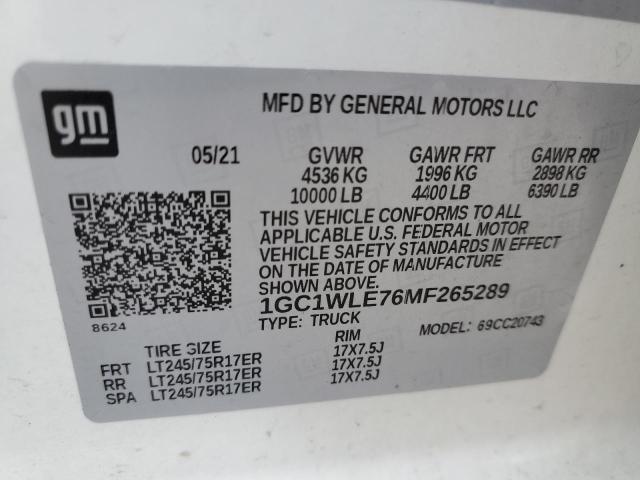 1GC1WLE76MF265289 - 2021 CHEVROLET SILVERADO C2500 HEAVY DUTY WHITE photo 13