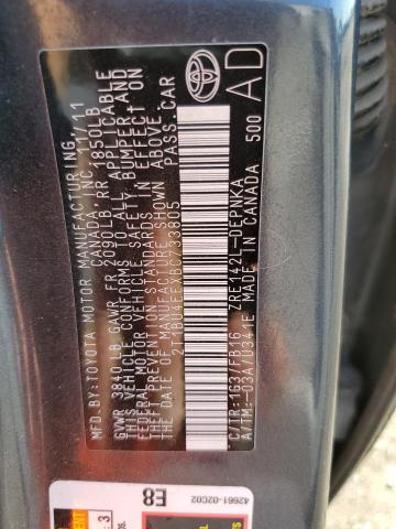2T1BU4EEXBC733805 - 2011 TOYOTA COROLLA BASE Gri fotoğraf 12