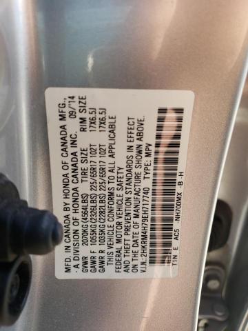 2HKRM4H79EH717740 - 2014 HONDA CR-V EXL SILVER photo 12