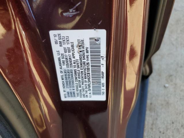 5FNRL5H62CB100126 - 2012 HONDA ODYSSEY EXL RED photo 13