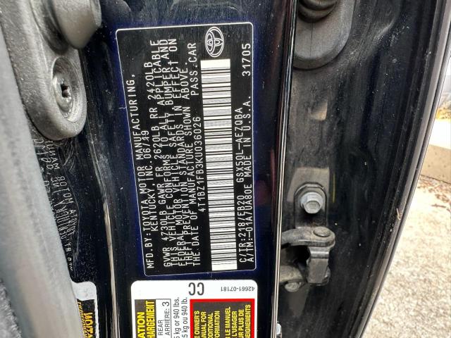 4T1BZ1FB3KU036026 - 2019 TOYOTA AVALON XLE BLACK photo 10