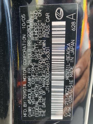 JTHBA30G465156301 - 2006 LEXUS ES 330 黑色 照片 12