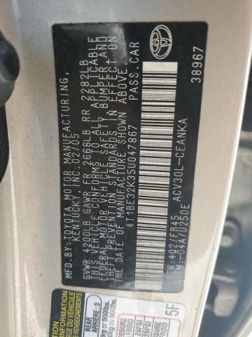 4T1BE32K35U047867 - 2005 TOYOTA CAMRY LE BEIGE photo 13