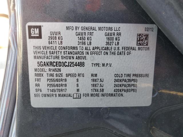 5GAKRCED3CJ254488 - 2012 BUICK ENCLAVE CHARCOAL photo 13