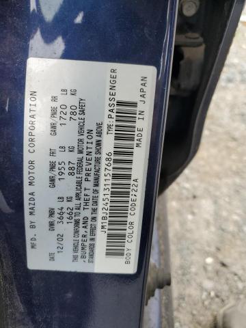 JM1BJ245131157686 - 2003 MAZDA PROTEGE PR5 蓝色 照片 12