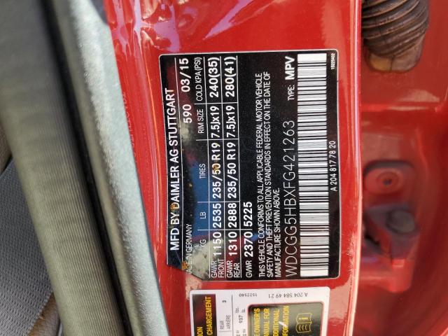WDCGG5HBXFG421263 - 2015 MERCEDES-BENZ GLK 350 Қызыл фото 13