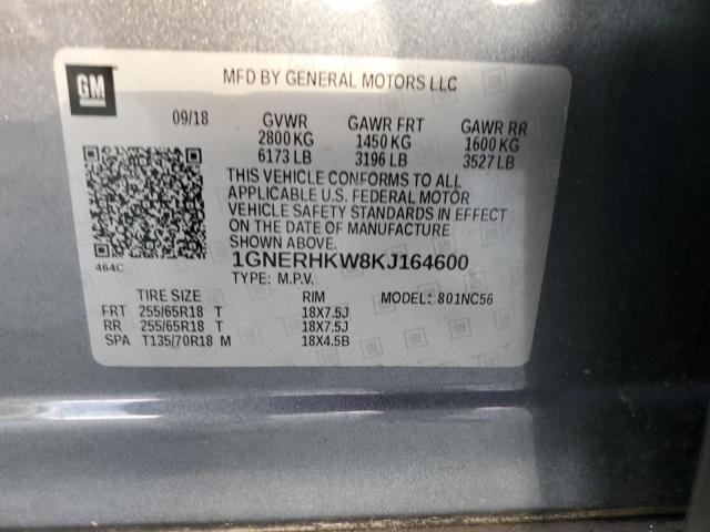 1GNERHKW8KJ164600 - 2019 CHEVROLET TRAVERSE LT Сұр фото 14