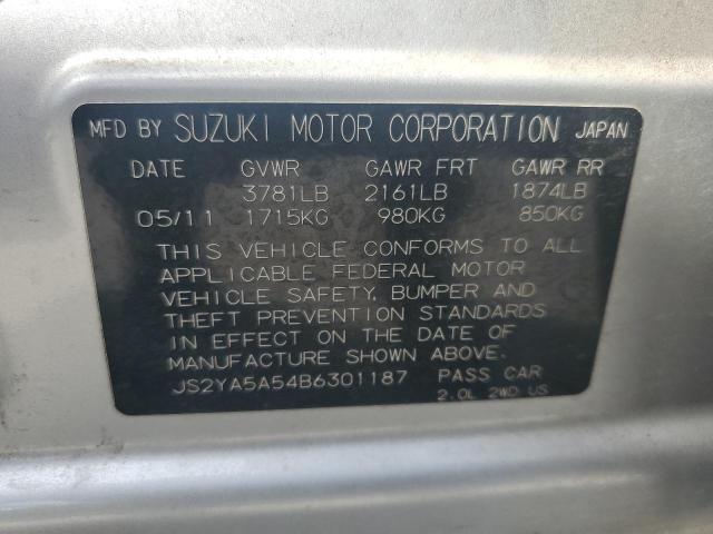 JS2YA5A54B6301187 - 2011 SUZUKI SX4 SILVER photo 12
