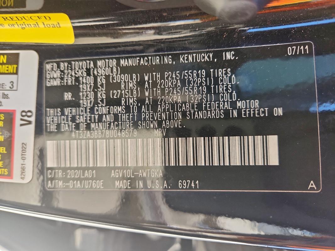 4T3ZA3BB7BU048579 - 2011 TOYOTA VENZA 黑色 照片 13