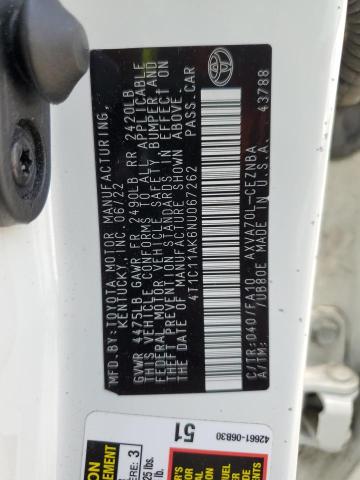 4T1C11AK6NU067262 - 2022 TOYOTA CAMRY LE WHITE photo 12