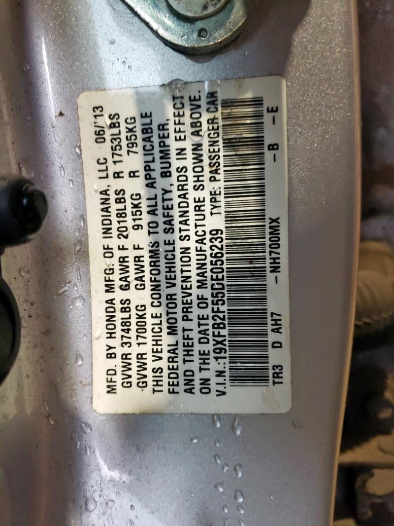 19XFB2F55DE056239 - 2013 HONDA CIVIC LX SILVER photo 12