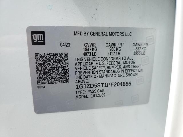 1G1ZD5ST1PF204886 - 2023 CHEVROLET MALIBU LT WHITE photo 12