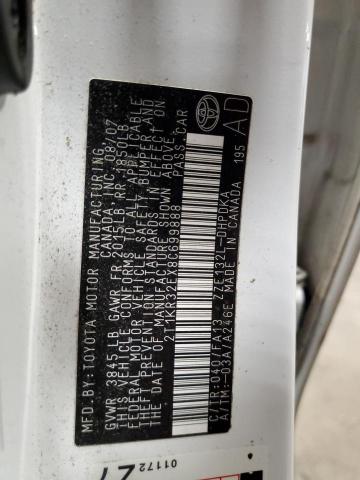 2T1KR32EX8C699888 - 2008 TOYOTA COROLLA MA XR WHITE photo 12