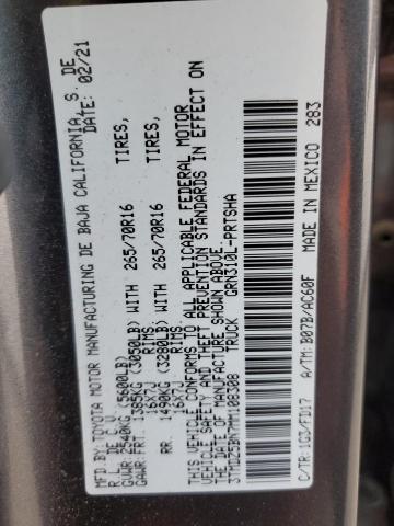 3TMDZ5BN7MM108308 - 2021 TOYOTA TACOMA DOUBLE CAB Szary zdjęcie 12