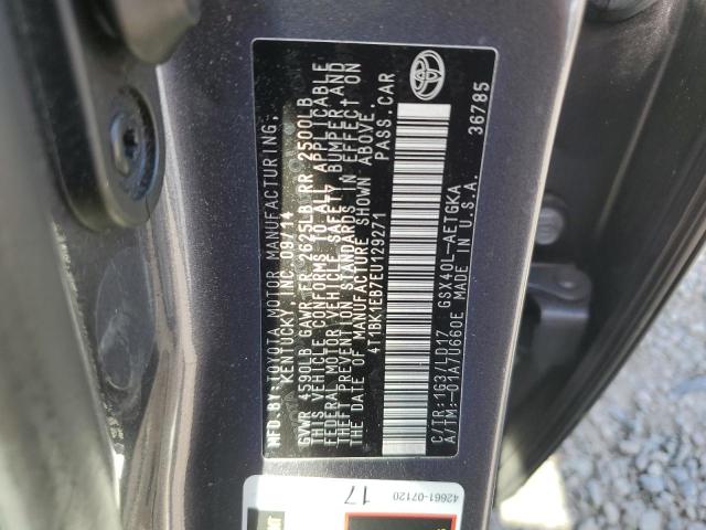 4T1BK1EB7EU129271 - 2014 TOYOTA AVALON BASE 灰色 照片 12