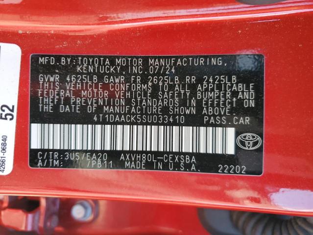 4T1DAACK5SU033410 - 2025 TOYOTA CAMRY XSE წითელი ფოტო 13