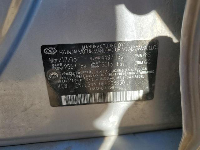 5NPE24AF0FH208630 - 2015 HYUNDAI SONATA SE SILVER photo 12