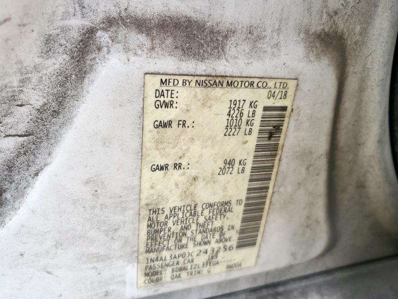 1N4AL3AP0JC243256 - 2018 NISSAN ALTIMA 2.5 თეთრი ფოტო 12