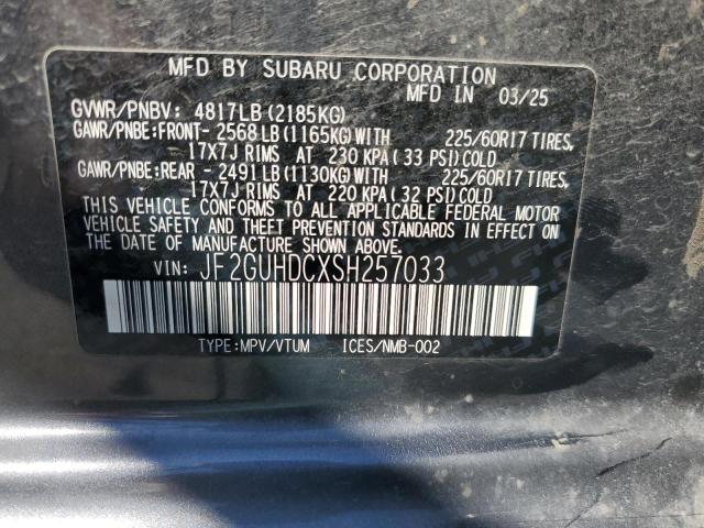 JF2GUHDCXSH257033 - 2025 SUBARU CROSSTREK PREMIUM GRAY photo 14