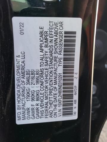 19XFL2H80NE010291 - 2022 HONDA CIVIC SPORT 黑色 照片 12