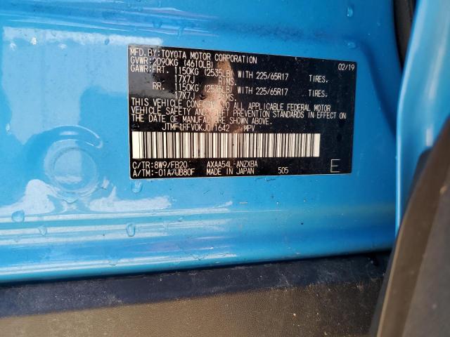 JTMF1RFV0KJ011642 - 2019 TOYOTA RAV4 LE BLUE photo 14