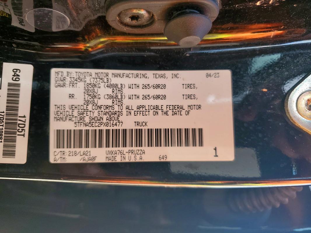 5TFNA5EC2PX016477 - 2023 TOYOTA TUNDRA CREWMAX PLATINUM BLACK photo 12