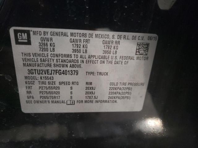 3GTU2VEJ7FG401379 - 2015 GMC SIERRA K1500 SLT BLACK photo 12