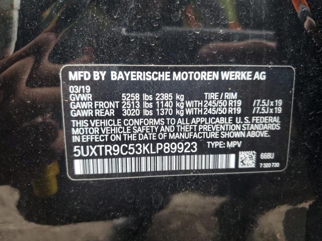 5UXTR9C53KLP89923 - 2019 BMW X3 XDRIVE30I BLACK photo 13