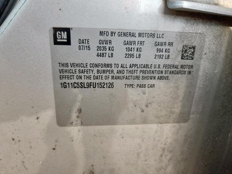 1G11C5SL9FU152126 - 2015 CHEVROLET MALIBU 1LT 灰色 照片 12