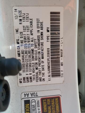 5J6RM3H53FL006809 - 2015 HONDA CR-V EX WHITE photo 12