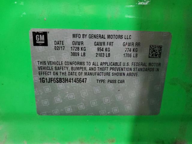 1G1JF6SB3H4145647 - 2017 CHEVROLET SONIC PREMIER GREEN photo 12