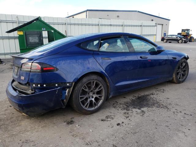 5YJSA1E6XNF479397 - 2022 TESLA MODEL S Կապույտ լուսանկար 3