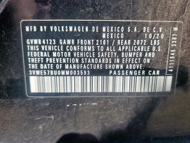 3VWE57BU0MM003593 - 2021 VOLKSWAGEN JETTA SEL Qara foto 13