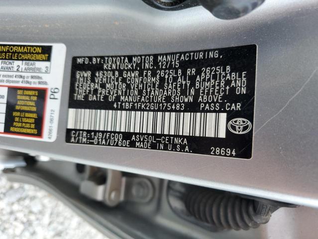 4T1BF1FK2GU175483 - 2016 TOYOTA CAMRY LE SILVER photo 13