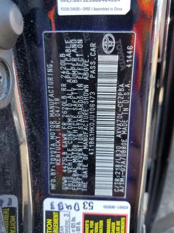 4T1B61HK0JU106473 - 2018 TOYOTA CAMRY XSE BLACK photo 12