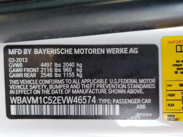 WBAVM1C52EVW46574 - 2014 BMW X1 SDRIVE28I WHITE photo 14