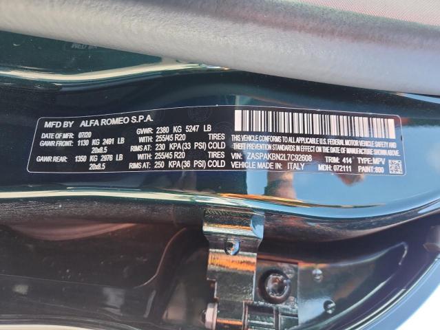 ZASPAKBN2L7C92608 - 2020 ALFA ROMEO STELVIO TI GREEN photo 13