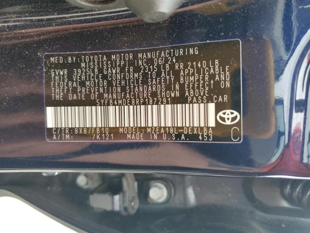 5YFB4MDE8RP187291 - 2024 TOYOTA COROLLA LE BLUE photo 13