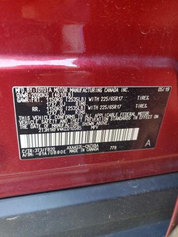 2T3H1RFV4KC010585 - 2019 TOYOTA RAV4 LE RED photo 14