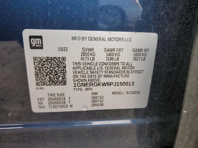 1GNERGKW9PJ150013 - 2023 CHEVROLET TRAVERSE LT BLUE photo 14