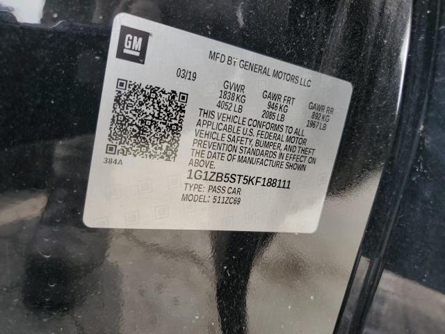 1G1ZB5ST5KF188111 - 2019 CHEVROLET MALIBU LS Siyah fotoğraf 13