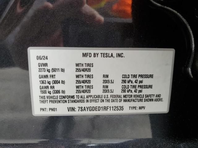 7SAYGDED1RF112535 - 2024 TESLA MODEL Y Boz foto 12
