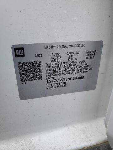 1G1ZC5ST3NF186858 - 2022 CHEVROLET MALIBU LS 白色 照片 12