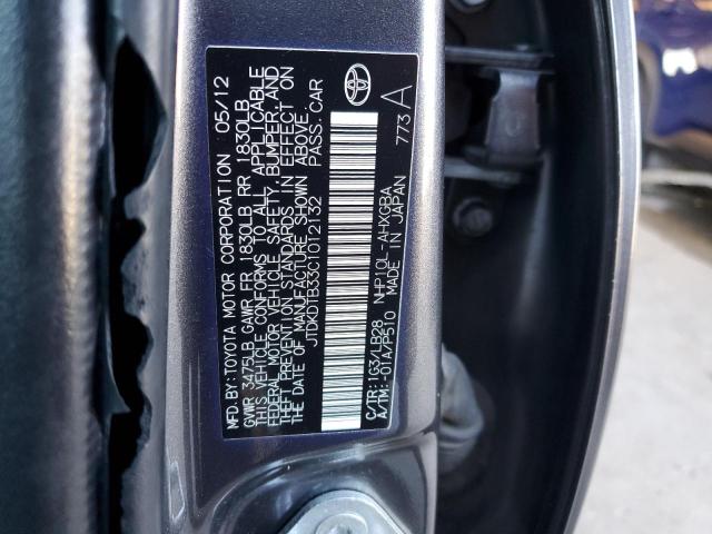 JTDKDTB33C1012132 - 2012 TOYOTA PRIUS C 灰色 照片 12