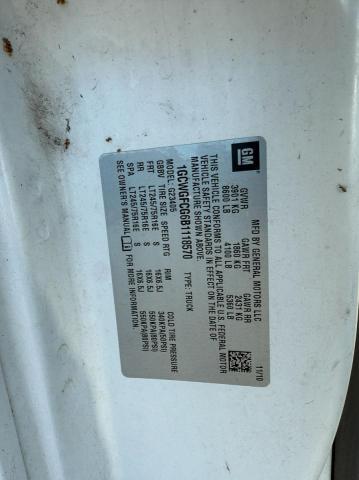 1GCWGFCG6B1118570 - 2011 CHEVROLET EXPRESS G2 WHITE photo 10