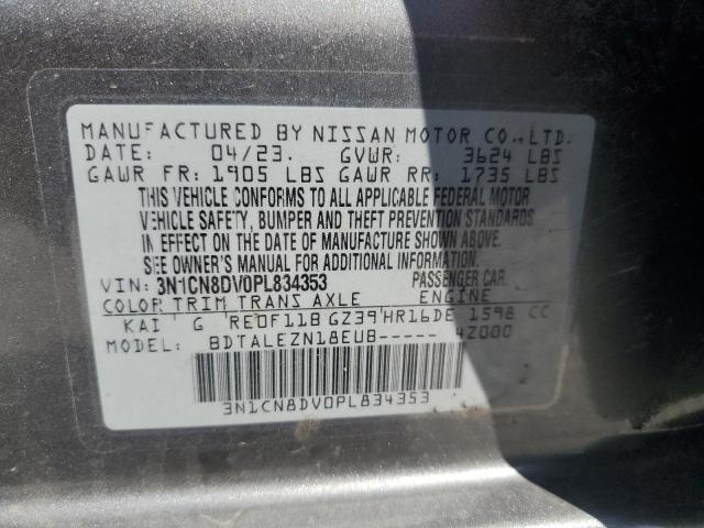 3N1CN8DV0PL834353 - 2023 NISSAN VERSA S SILVER photo 12