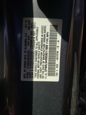 5FNRL5H99EB011909 - 2014 HONDA ODYSSEY TOURING GRAY photo 14