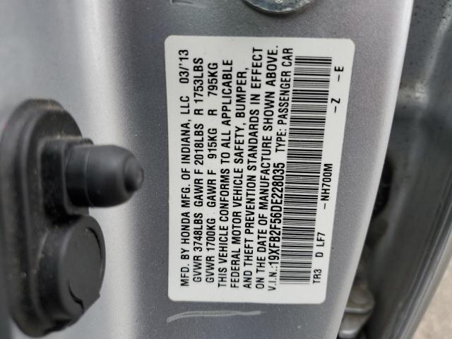 19XFB2F56DE228035 - 2013 HONDA CIVIC LX SILVER photo 12