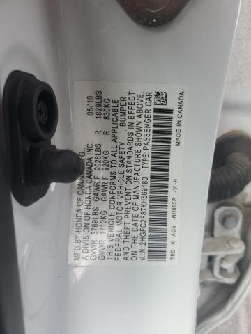 2HGFC2F87KH569180 - 2019 HONDA CIVIC SPORT Ақ фото 12