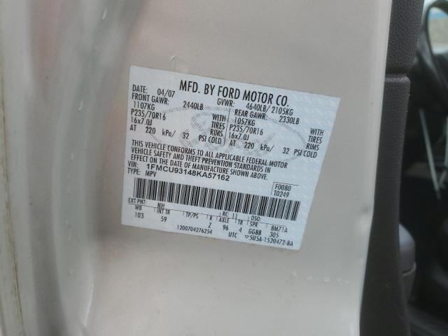 1FMCU93148KA57162 - 2008 FORD ESCAPE XLT CREAM photo 12